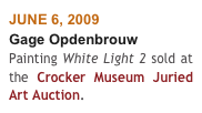 JUNE 6, 2009
Gage Opdenbrouw
Painting White Light 2 sold at the Crocker Museum Juried Art Auction.